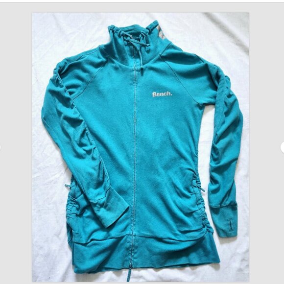 Bench Sweater Jacket Women's Large Zip Mock Neck Blue Zipper Close Pocke… - Picture 2 of 13